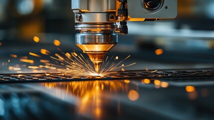 Precision Manufacturing. Industrial scene featuring CNC laser and gas cutting