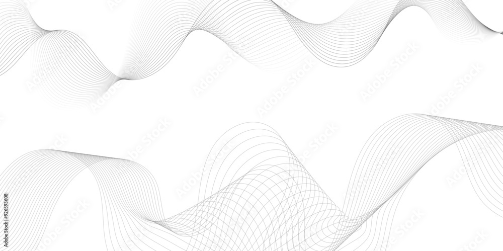 Leinwandbilder Abstract grey, white smooth element swoosh speed wave modern stream background. Wave with lines created using blend tool. Abstract frequency sound wave lines and twisted curve lines background.	
