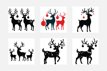 Christmas reindeer ornaments silhouette vector illustration