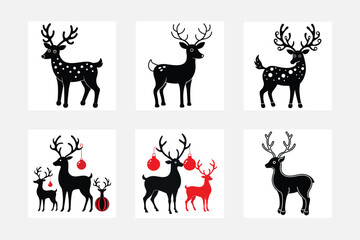 Christmas reindeer ornaments silhouette vector illustration