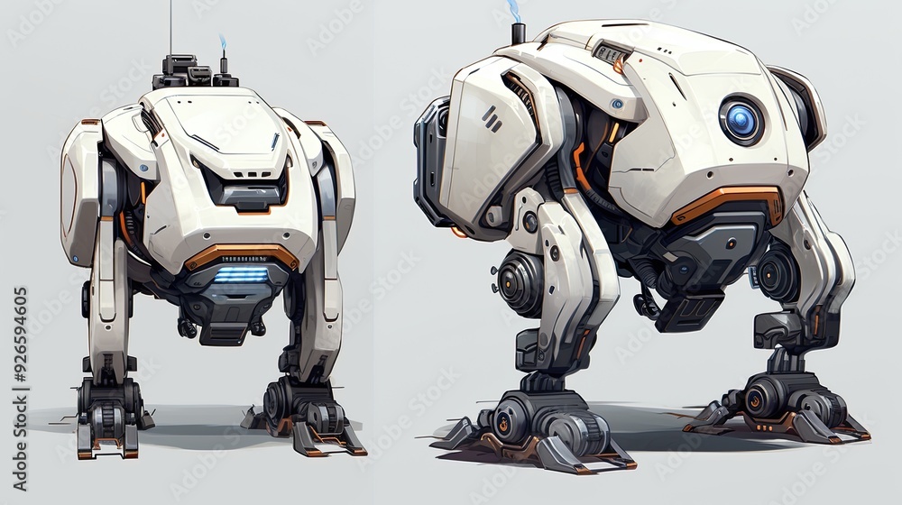 Aufkleber a futuristic robotic design showcasing advanced technology and mechanical features.