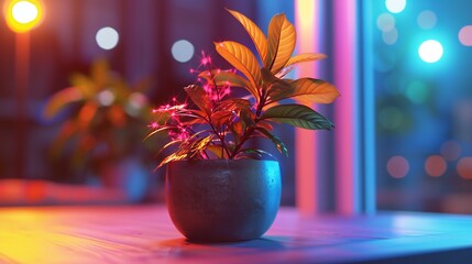Short glimpses capture the warmth of a house gallery, where a lone potted plant thrives, its vibrant presence enhancing the cozy atmosphere.