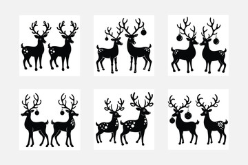 Obraz premium Christmas reindeer ornaments silhouette vector illustration