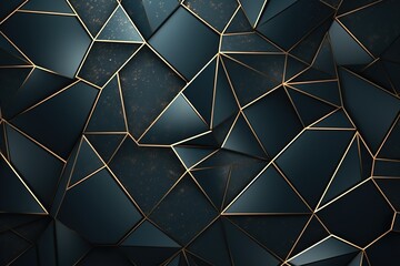 Abstract dark blue and gold geometric background.