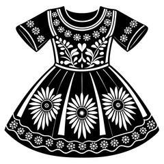Traditional Mexican dress patterns on a white background silhouette vector illustration