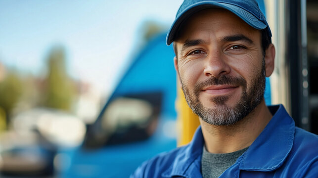 Portrait of a Smiling Delivery Man Outdoors