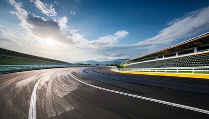 Thrilling view of a winding race track with a smooth asphalt surface.