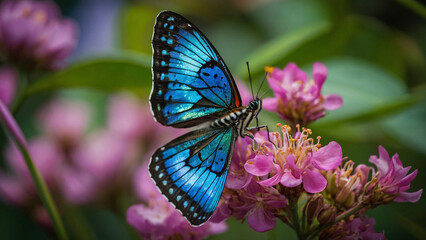 Naklejka premium A Butterfly Perched on a Blooming Flower