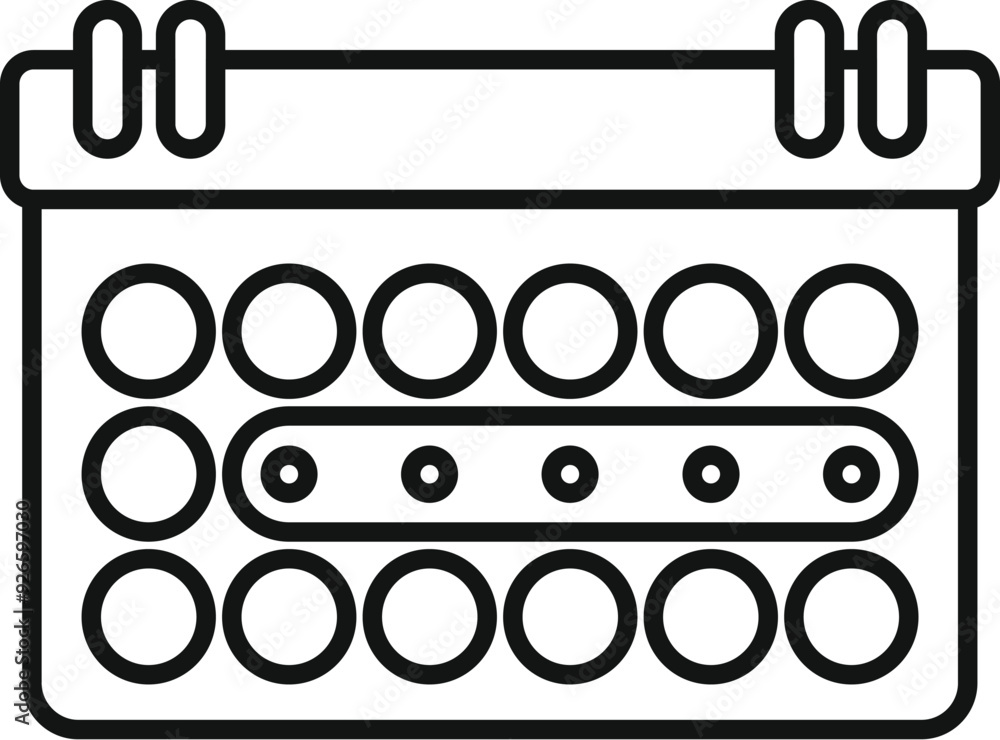 Poster calendar showing week days with selected week icon, outline style