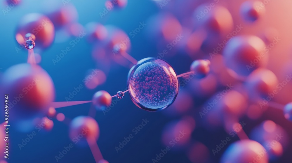 Poster a close-up of a molecular structure, with spheres connected by lines, creating a sense of interconne