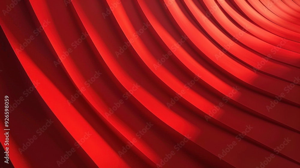 Poster abstract red curved lines creating a dynamic, flowing pattern with a sense of depth and motion.