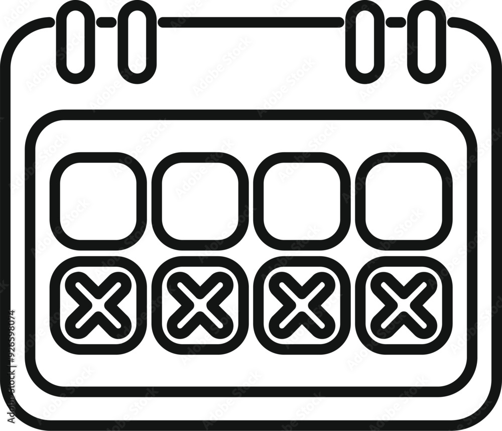 Poster simple, scalable and editable vector icon representing a calendar showing a week with crossed out da