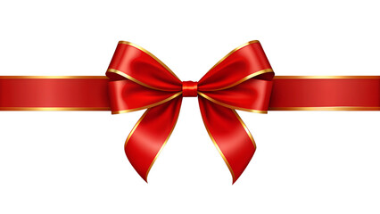 Fototapeta premium Red ribbon and bow with gold isolated against transparent background png download