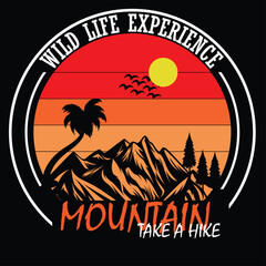 wild life experience mountain take hike t shirt design
