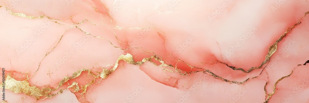 Poster a delicate and elegant abstract background featuring a pink marble texture with gold veins. the soft