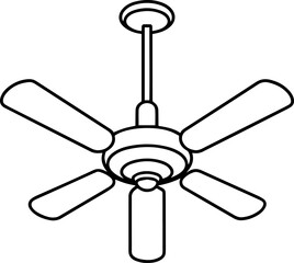 Line Art Ceiling Fan Vector Illustration