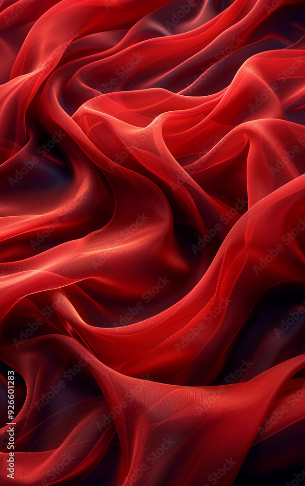 Aufkleber a red fabric with a pattern of waves