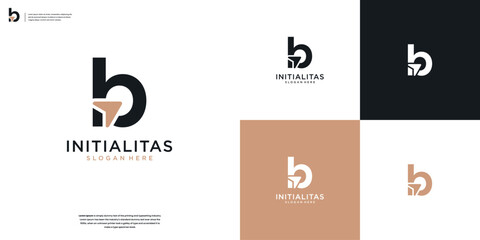 Creative letter B with arrow or click logo design vector template