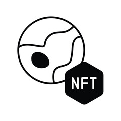 global nft glyph icon with white background vector stock illustration