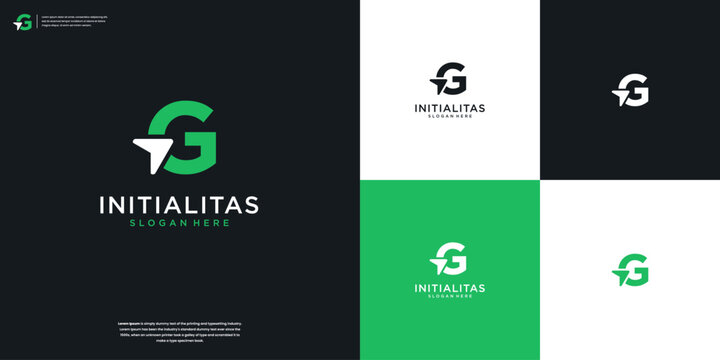 logo letter G and arrow with unique logo designs template