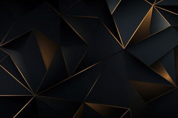 Fototapeta premium Abstract geometric background with black and gold triangles.