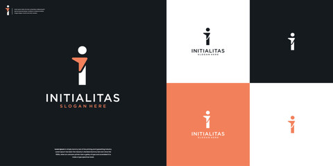 letter i and arrow minimal logo icon design inspiration