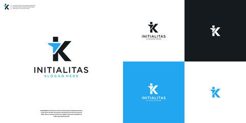 K and arrow logo letter modern logo design inspiration