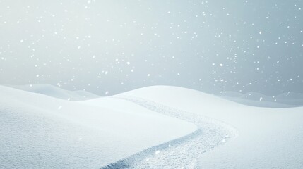 A serene winter landscape featuring a winding path through a snow-covered field, evoking feelings of peace, solitude, and the beauty of nature.