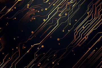 A modern abstract design featuring gold lines and dots representing network science and technology on a high-tech dark background. Ideal for templates, web design, and presentations