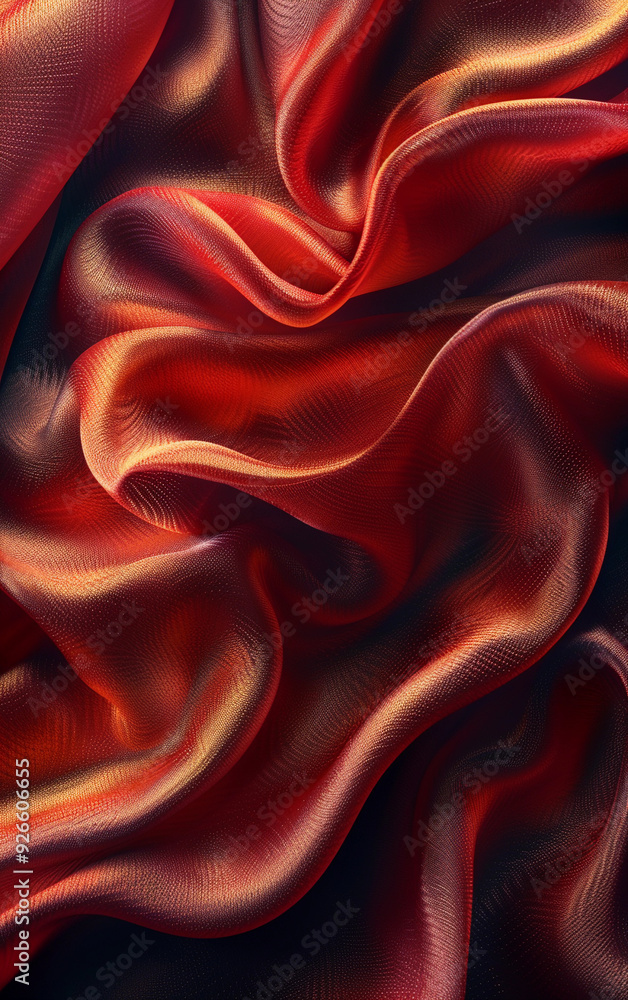 Aufkleber a red fabric with a pattern of waves and swirls. the fabric is very soft and looks like it's made of