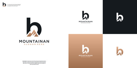 Initial letter B logo and mountain symbol logo design template © pardiJP