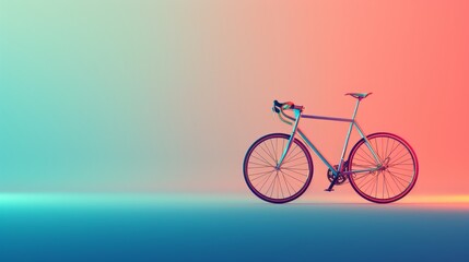 A sleek road bike stands against a backdrop of vibrant neon colors, symbolizing speed, freedom, and a minimalist design aesthetic.