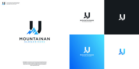 Abstract logo letter U and mountain with unique logo designs inspiration