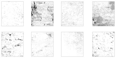 Distressed grunge texture background set vector. Grunge black and white Urban texture. Place over any object create black grunge effect. Distress grunge texture easy to use overlay.