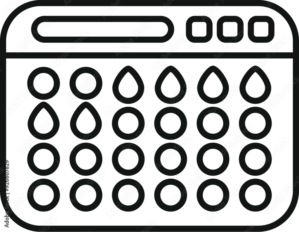 Poster simple menstrual cycle tracking app interface displaying ovulation phase with calendar and icons