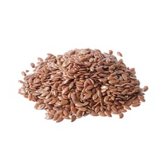 Flax seed close up on white background.