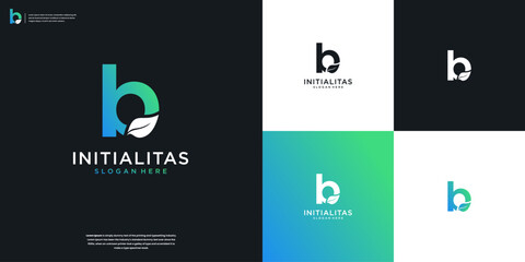 B and beauty nature leaf logo letter modern logo design template