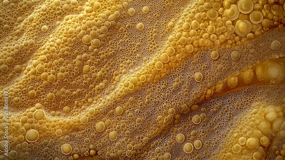 Aufkleber abstract pattern of golden bubbles and cell-like structures