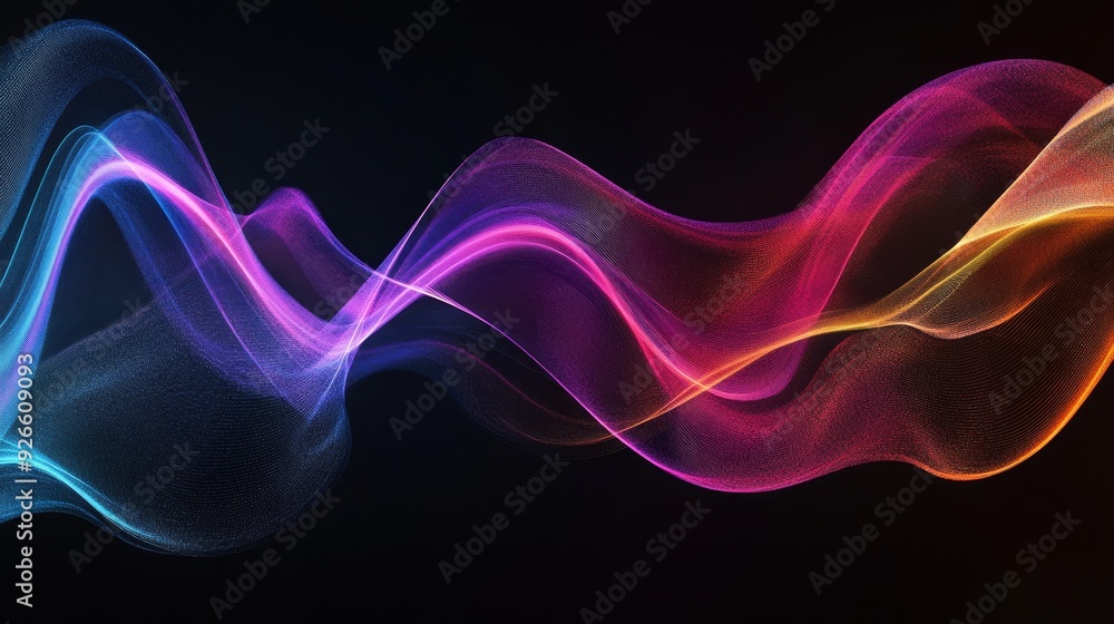 Poster a vibrant abstract image featuring colorful flowing waves that symbolize energy, movement, and fluid