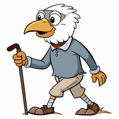 African Eagle old age walking art vector illustration
