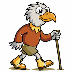 African Eagle old age walking art vector illustration