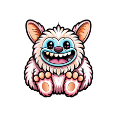 Whimsical pastel monster with big flu, 4 flu colors.