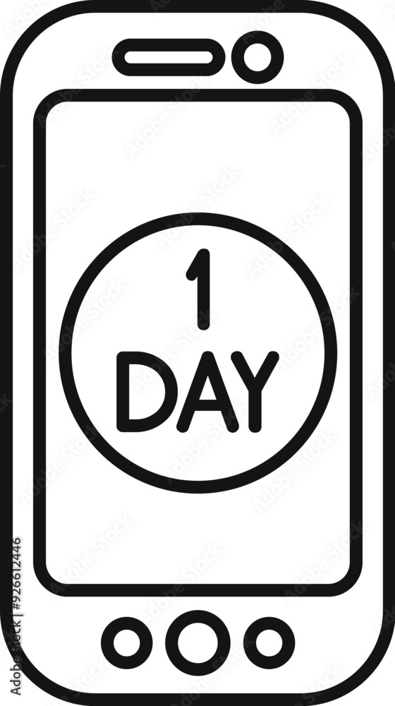 Poster smartphone is showing a one day countdown on its screen