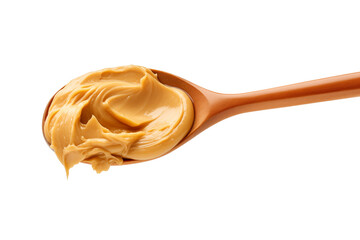 Creamy peanut butter in a spoon isolated on transparent background, png