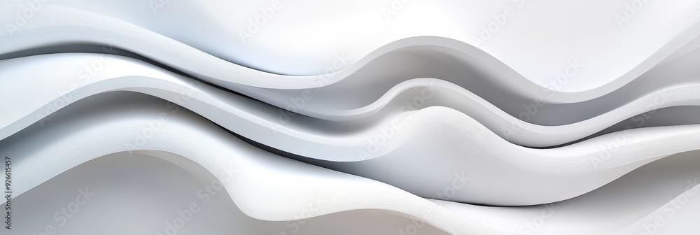 Poster this abstract image features a series of white waves, symbolizing movement, fluidity, and the ever-c
