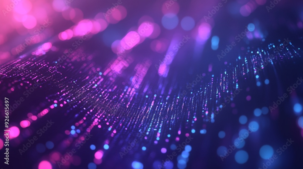 Poster this image features a dynamic abstract background with glowing purple and blue lights, symbolizing e