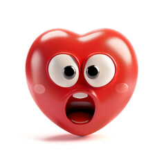 Fototapeta premium Horrified red heart emoji, concept of fear and extreme surprise