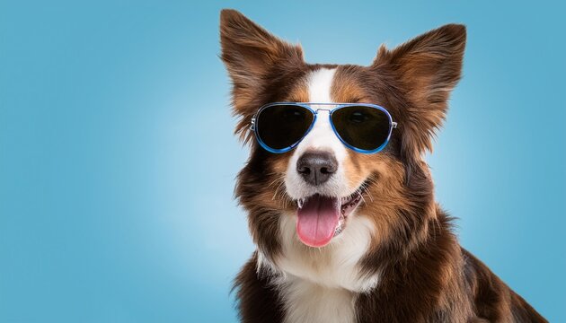 dog background concept isolated portrait cute funny smile pet sunglasses animal. Generative AI.