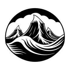 Wave mountain sun  art vector illustration