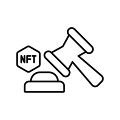 auction line icon with white background vector stock illustration